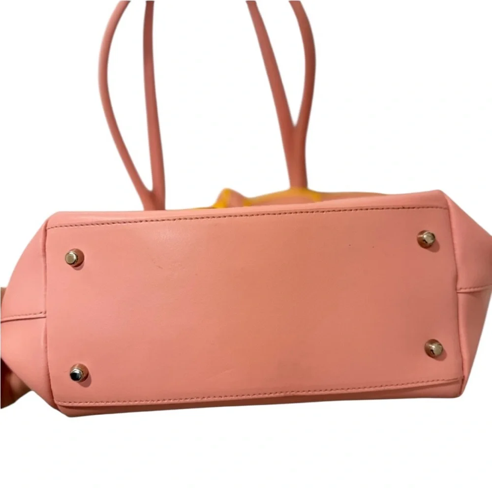 Furla Vintage Y2K Pink & Yellow Bow Tote/Shoulder Bag Elegant Structured Design